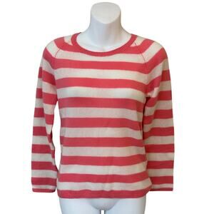 N. Peal Striped 100% cashmere sweater size medium  'peony' ivory New NWT
